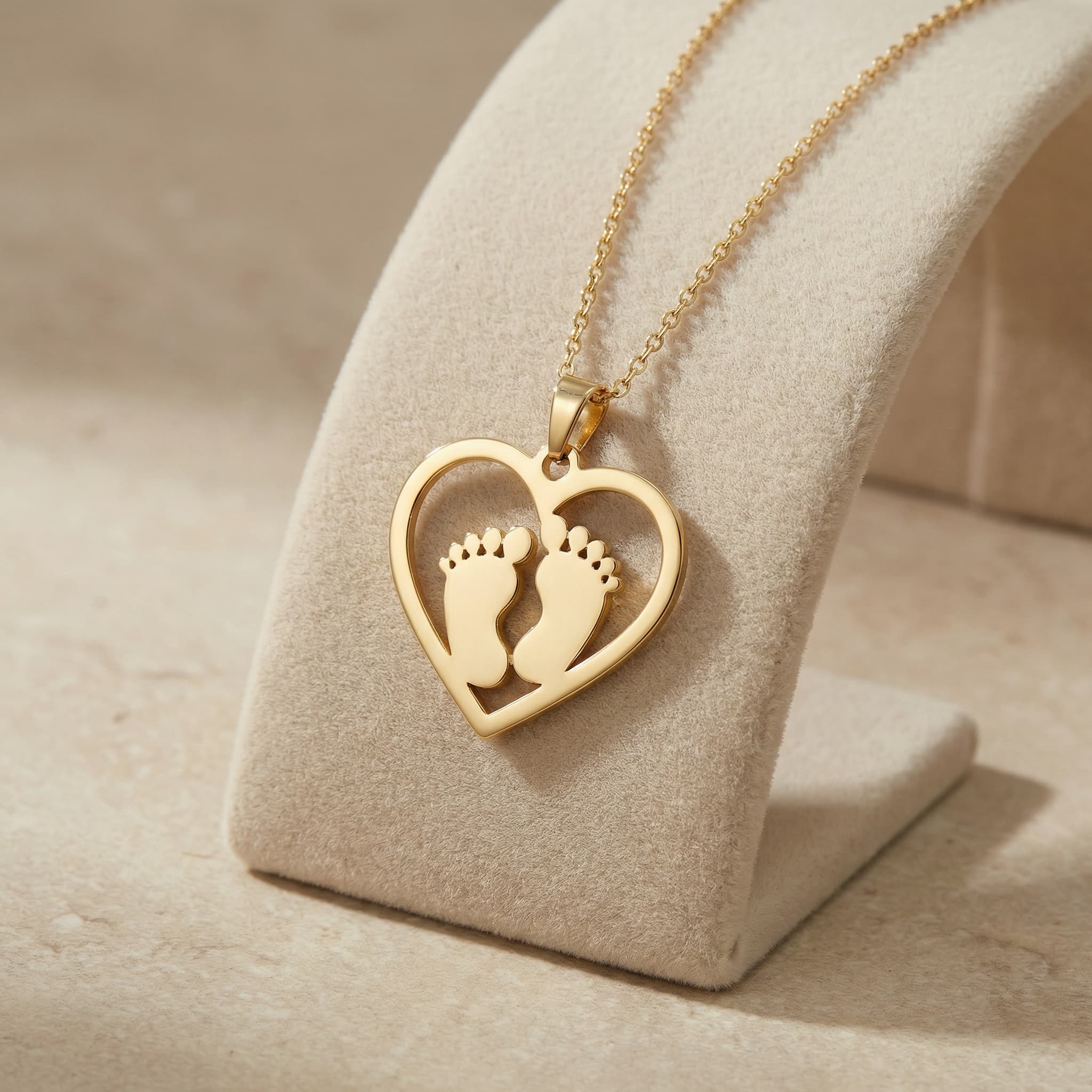 Kalpli Bebek Ayak İzi Kolye – 925 Ayar Gümüş (Kişiye Özel)